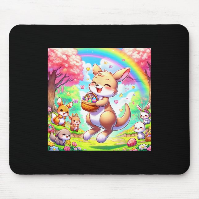 Kawaii Kangaroo Easter Adorable Easter Kangaroo  Mouse Pad (Front)