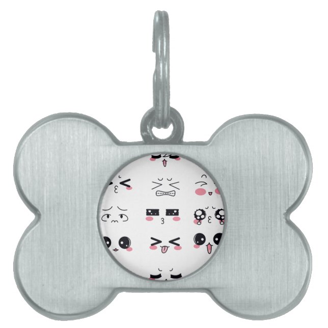 kawaii kaomoji pet ID tag (Front)