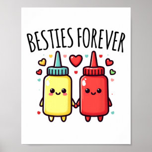 Kawaii Ketchup And Mustard Funny Bff Matching Best Poster