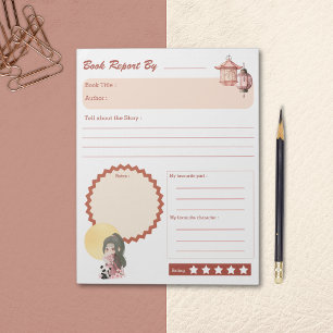 Kawaii Kids Back to School Supplies Book Report Notepad