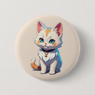Kawaii Kitten with Feline Charm 6 Cm Round Badge