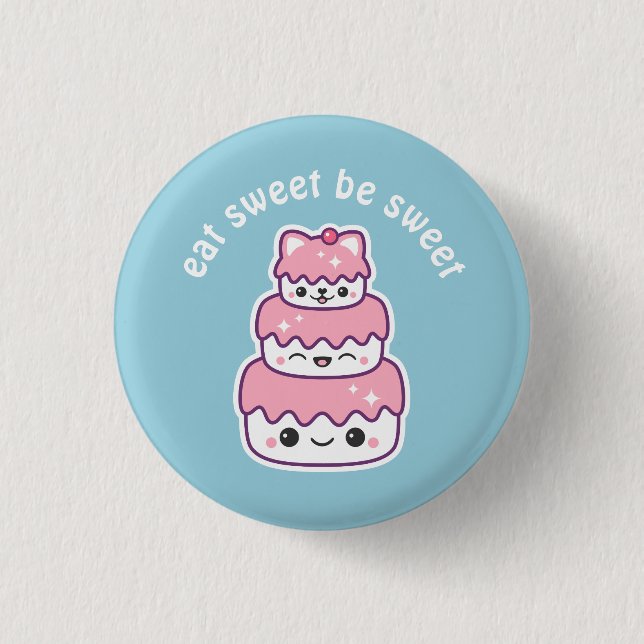 Kawaii Kitty Cat Cake 3 Cm Round Badge (Front)