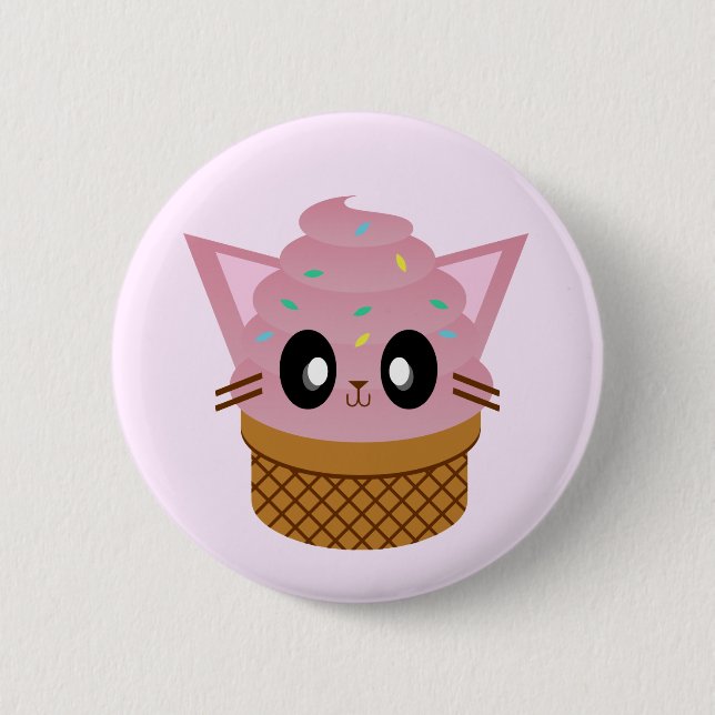 kawaii kitty cone ice cream cat meow 6 cm round badge (Front)