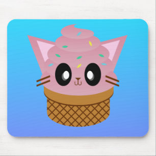 kawaii kitty cone ice cream cat mouse pad