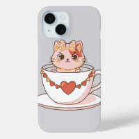 Kawaii Kitty in a Teacup