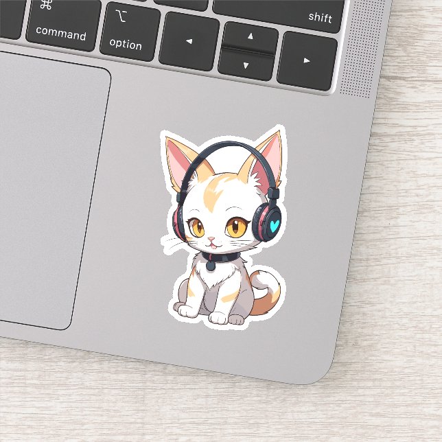Kawaii Kitty in Rocking Headphones (Detail)