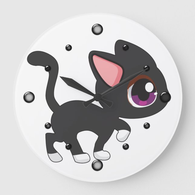 Kawaii Kitty Wall Clock (Front)
