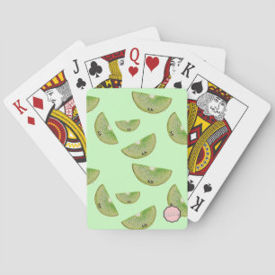 Kawaii Kiwi Slice Pattern Playing Cards