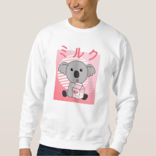 Kawaii Koala Retro Japanese Strawberry Milkshake Sweatshirt