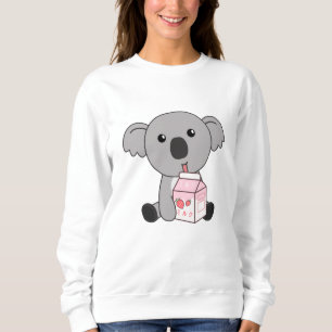Kawaii Koala Retro Japanese Strawberry Milkshake Sweatshirt