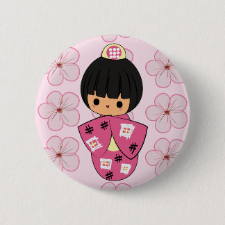 Kawaii Kokeshi Doll button