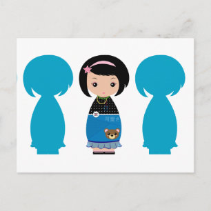 Kawaii Kokeshi Silhouette Postcard