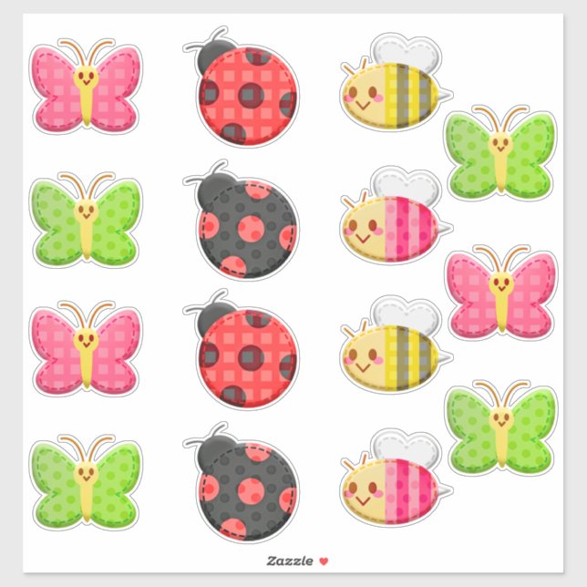 Kawaii Ladybug Butterfly Bumble Bee Insect (Sheet)