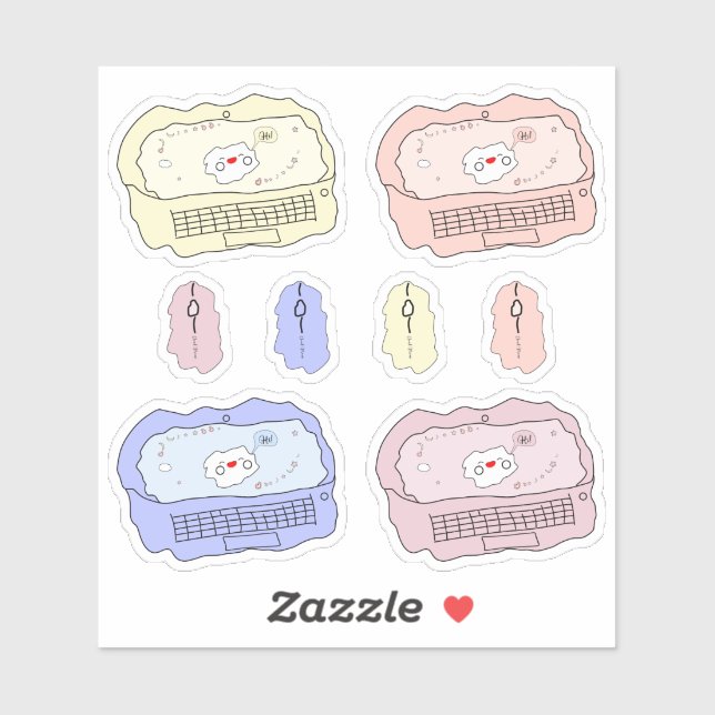 Kawaii Laptop & Mouse Vinyl Sticker (Sheet)