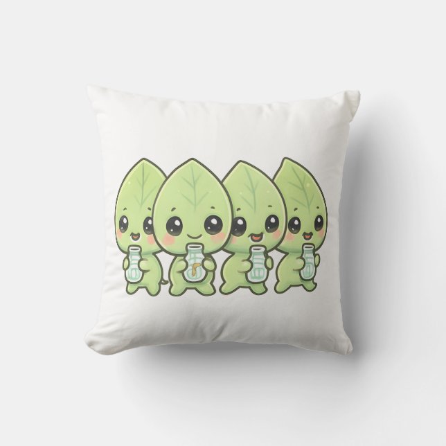 Kawaii Leaf Babies Parade Cushion (Front)