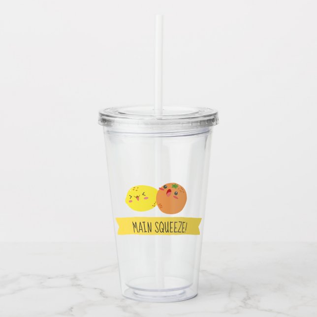 Kawaii Lemon and Orange Main Squeeze Shower Favour Acrylic Tumbler (Front)