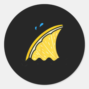 Kawaii Lemon Lime Shark Fin Funny Family Summer Classic Round Sticker