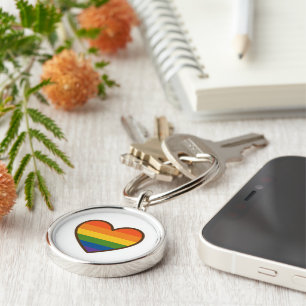 Kawaii LGBTQ+ Pride Heart Key Ring