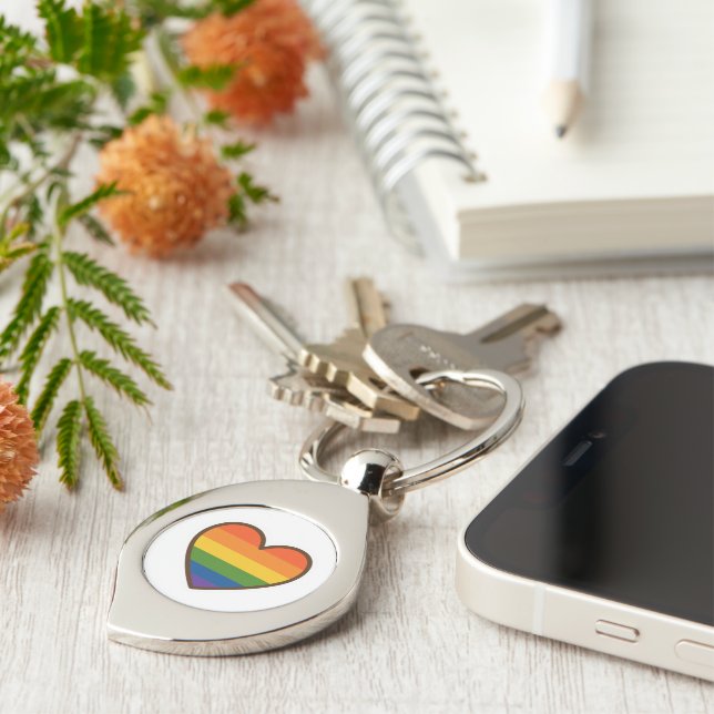 Kawaii LGBTQ+ Pride Heart Key Ring (Side)