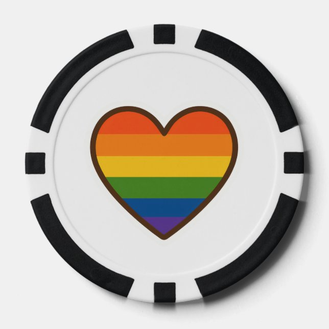 Kawaii LGBTQ+ Pride Heart Poker Chips (Front)