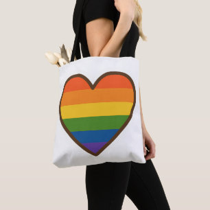 Kawaii LGBTQ+ Pride Heart Tote Bag