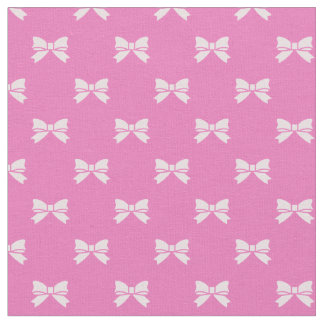 Kawaii Light Pink Bows on Dark Pink Fabric