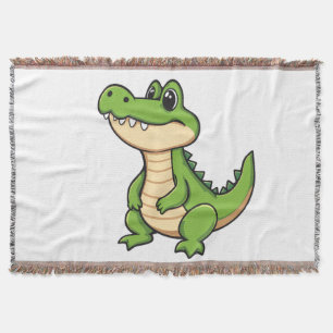 Kawaii Little Crocodile Woven Blanket