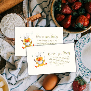 Kawaii Little Duckling Chef Books For Baby Shower Enclosure Card