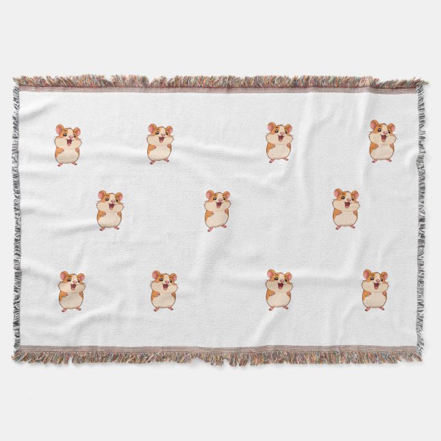 Kawaii Little Mouse Woven Blanket (Front)