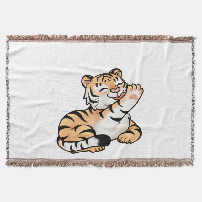 Kawaii Little Tiger Woven Blanket (Front)