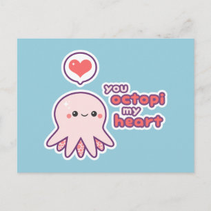 Kawaii Love Octopus Postcard