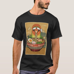 Kawaii Lovebird Parrot Japanese Ramen Noodles T-Shirt