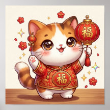 Kawaii Lucky Cat Chinese New Year Lantern Festive