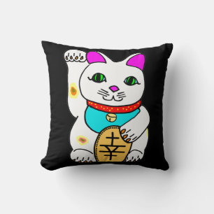 Kawaii Lucky Cat Maneki Neko Beckoning Cushion