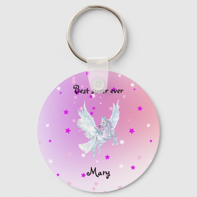 Kawaii Magical Fantasy Cartoon Design Key Ring (Front)