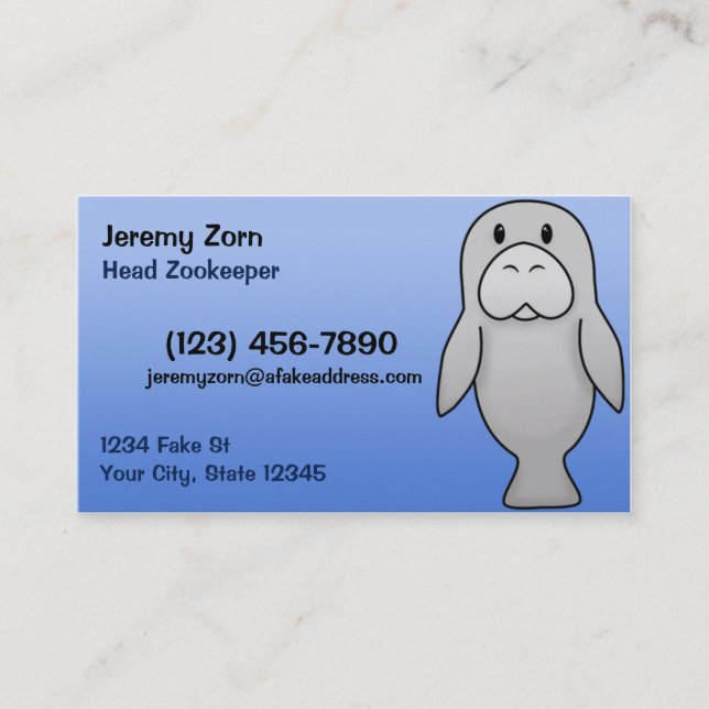 Kawaii Manatee Business Cards (Front)
