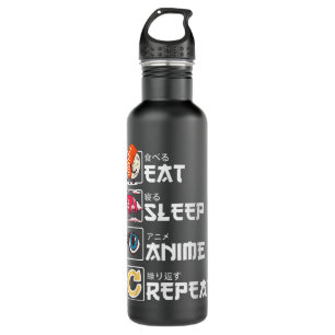 Kawaii Manga Sushi - Eat Sleep Anime Repeat - Cute 710 Ml Water Bottle
