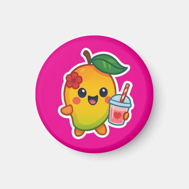 Kawaii Mango – Sweetheart Fruit with Heart Smoothi Magnet (Front)