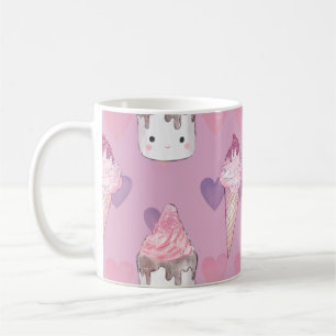 Kawaii Marshmallow & Ice Cream Pattern  Coffee Mug