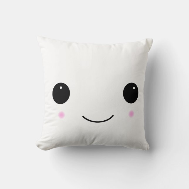 Kawaii Marshmallow Smile Pillow (Front)
