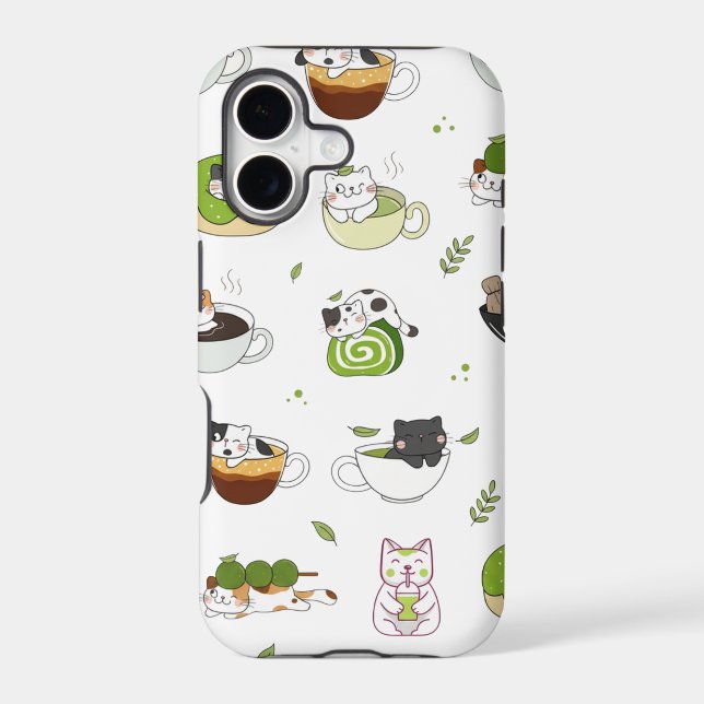 Kawaii Matcha Cat Seamless Pattern (Back)