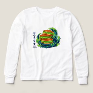 Kawaii Matcha Cream Pancakes Ocean Wave Art