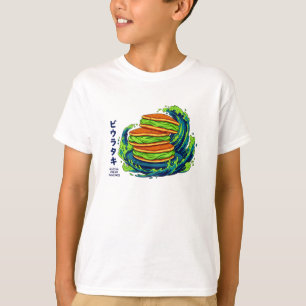 Kawaii Matcha Cream Pancakes Ocean Wave Art T-Shirt