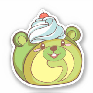 Kawaii Matcha Swiss Roll Bear Cake