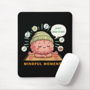 Kawaii Meditating Brain Zen Wellness Mental Healt Mouse Pad