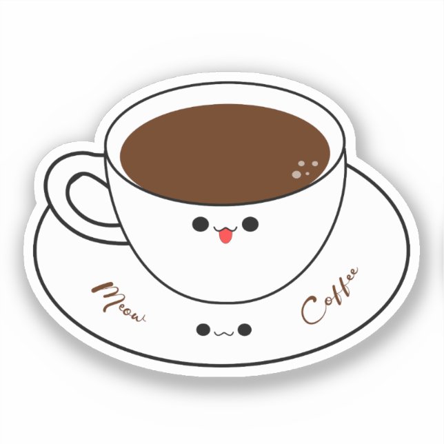 Kawaii Meow Coffee Vinyl Sticker (Front)