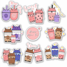 Kawaii Meow Tea Cup Vinyl Sticker