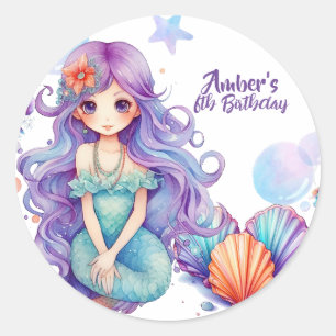 Kawaii Mermaid Party Classic Round Sticker