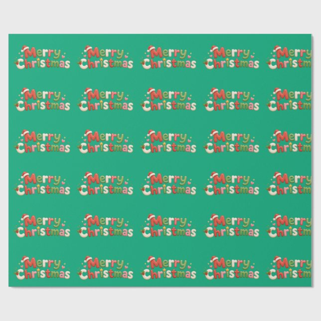 Kawaii Merry Christmas Wrapping Paper (Flat)