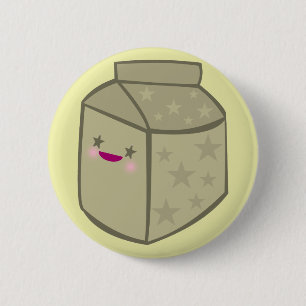 kawaii milk carton chocolate happy cute face 6 cm round badge